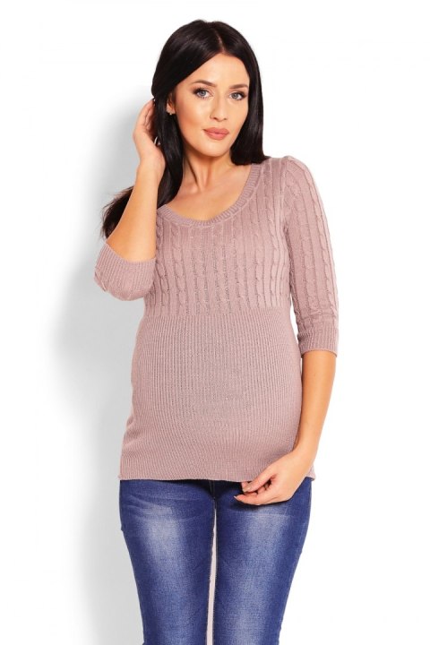 Sweter Damski Model 70008C Cappuccino - PeeKaBoo Sweter Damski Model 70008C Cappuccino - PeeKaBoo