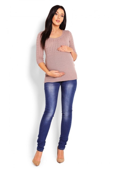Sweter Damski Model 70008C Cappuccino - PeeKaBoo Sweter Damski Model 70008C Cappuccino - PeeKaBoo