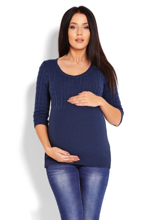 Sweter Damski Model 70008C Petrol Navy - PeeKaBoo Sweter Damski Model 70008C Petrol Navy - PeeKaBoo