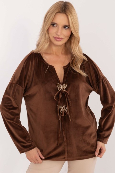 Bluzka Model DHJ-BZ-19916.03P Brown - Italy Moda Bluzka Model DHJ-BZ-19916.03P Brown - Italy Moda