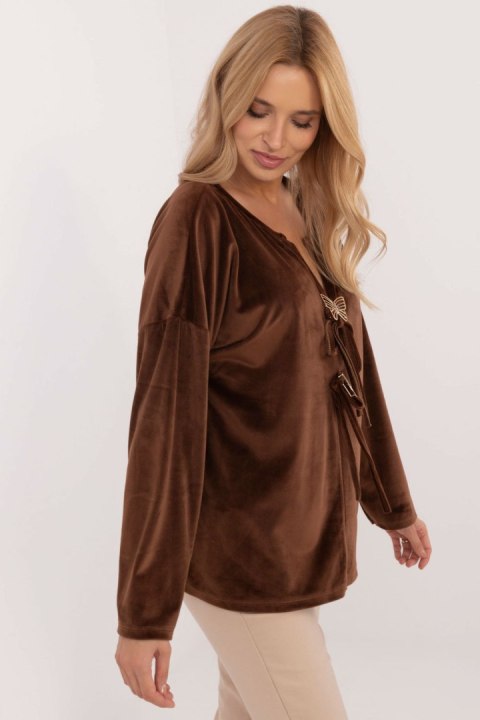 Bluzka Model DHJ-BZ-19916.03P Brown - Italy Moda Bluzka Model DHJ-BZ-19916.03P Brown - Italy Moda