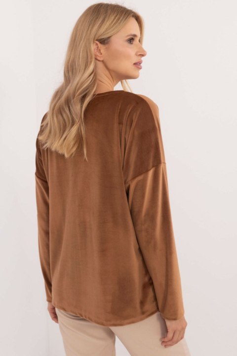 Bluzka Model DHJ-BZ-19916.03P Light Brown - Italy Moda Bluzka Model DHJ-BZ-19916.03P Light Brown - Italy Moda