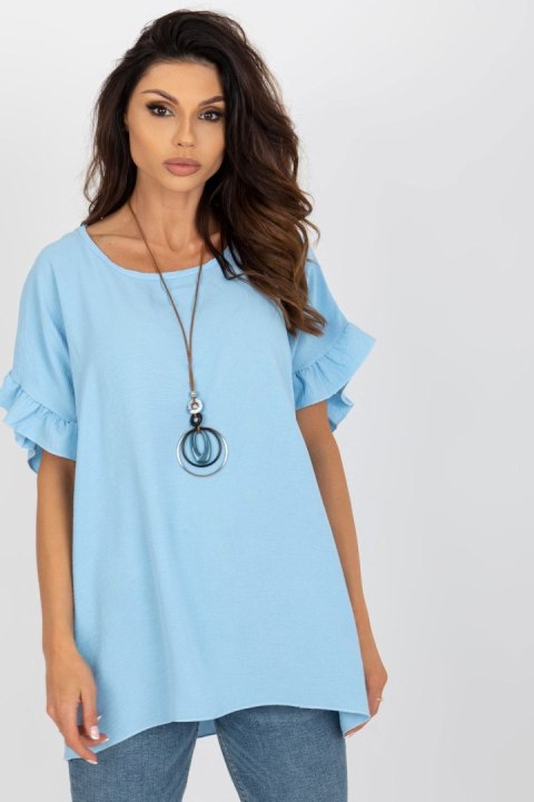 Bluzka Model DHJ-BZ-8336.04 Light Blue - Italy Moda Bluzka Model DHJ-BZ-8336.04 Light Blue - Italy Moda