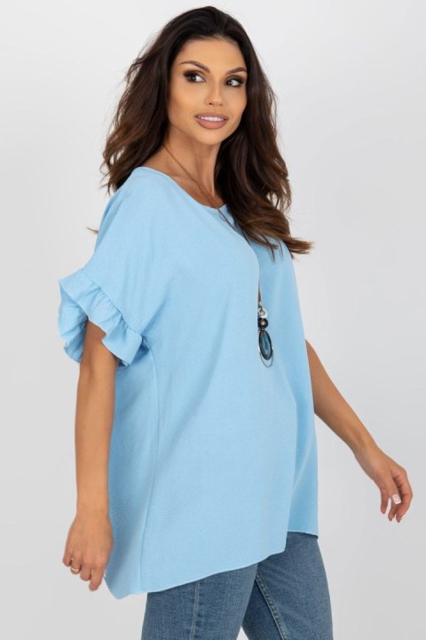 Bluzka Model DHJ-BZ-8336.04 Light Blue - Italy Moda Bluzka Model DHJ-BZ-8336.04 Light Blue - Italy Moda