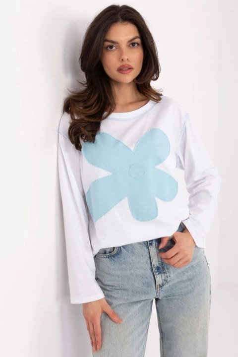 Bluzka Model MI-BZ-M6169.03 White/Blue - Italy Moda Bluzka Model MI-BZ-M6169.03 White/Blue - Italy Moda