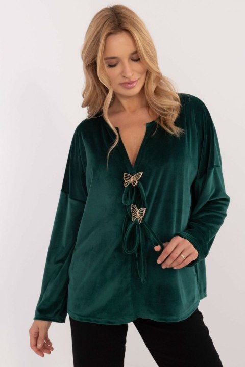 Bluzka Model DHJ-BZ-19916.03P Dark Green - Italy Moda Bluzka Model DHJ-BZ-19916.03P Dark Green - Italy Moda
