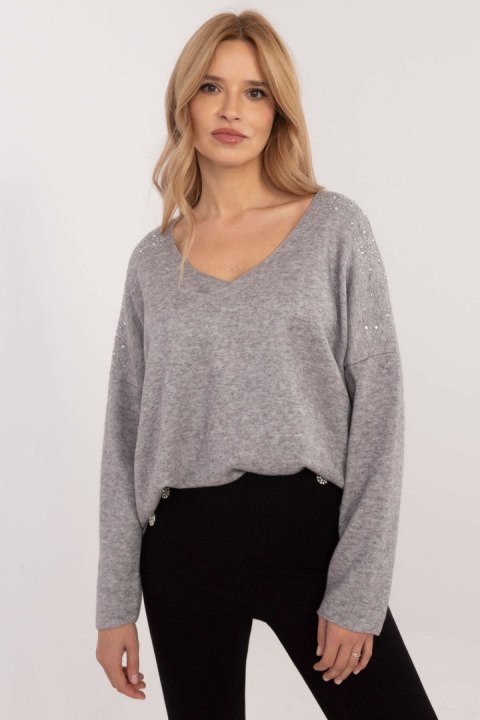Sweter Damski Model DHJ-SW-17690.21 Grey - Italy Moda Sweter Damski Model DHJ-SW-17690.21 Grey - Italy Moda