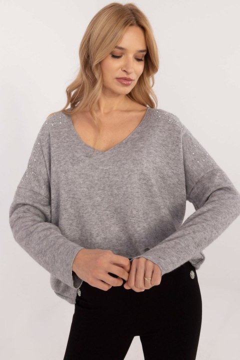 Sweter Damski Model DHJ-SW-17690.21 Grey - Italy Moda Sweter Damski Model DHJ-SW-17690.21 Grey - Italy Moda