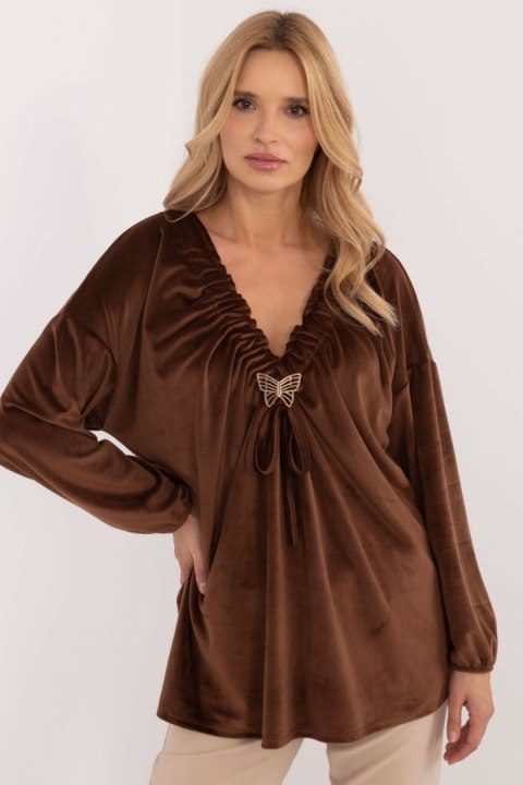 Bluzka Model DHJ-BZ-19902.49P Brown - Italy Moda Bluzka Model DHJ-BZ-19902.49P Brown - Italy Moda
