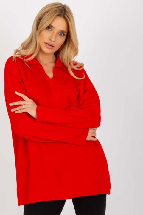 Sweter Damski Model LC-SW-2261.00P Red - Rue Paris Sweter Damski Model LC-SW-2261.00P Red - Rue Paris