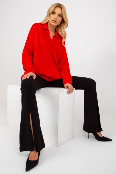 Sweter Damski Model LC-SW-2261.00P Red - Rue Paris Sweter Damski Model LC-SW-2261.00P Red - Rue Paris