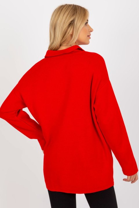 Sweter Damski Model LC-SW-2261.00P Red - Rue Paris Sweter Damski Model LC-SW-2261.00P Red - Rue Paris