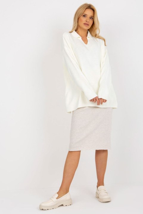 Sweter Damski Model LC-SW-2261.00P Ecru - Rue Paris Sweter Damski Model LC-SW-2261.00P Ecru - Rue Paris