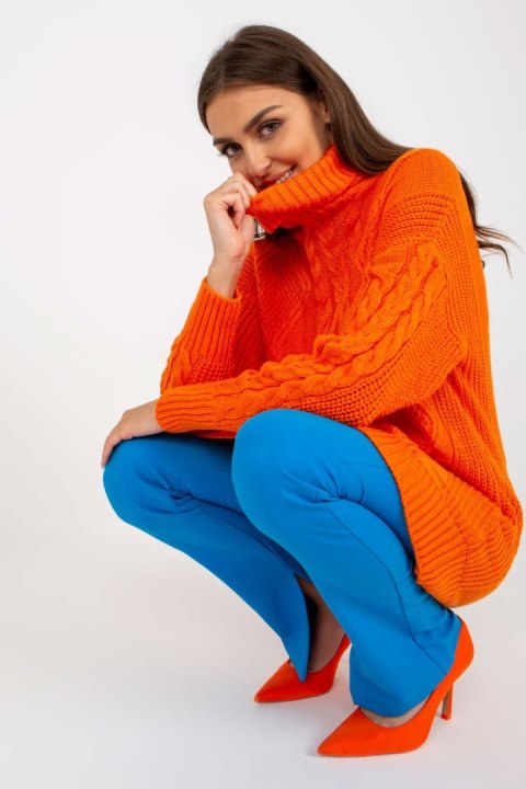 Sweter Damski Model LC-SW-8015.25P Orange - Rue Paris Sweter Damski Model LC-SW-8015.25P Orange - Rue Paris