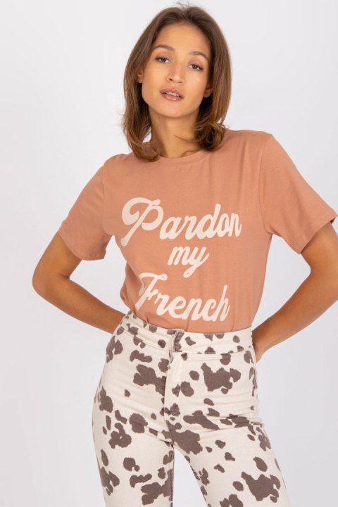 T-shirt Damski Model FA-TS-7677.91P Camel - Fancy T-shirt Damski Model FA-TS-7677.91P Camel - Fancy