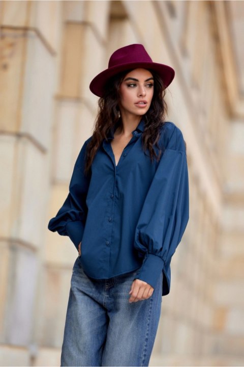 Koszula Damska Model Lia GRA BLU0189 Navy - Roco Fashion Koszula Damska Model Lia GRA BLU0189 Navy - Roco Fashion