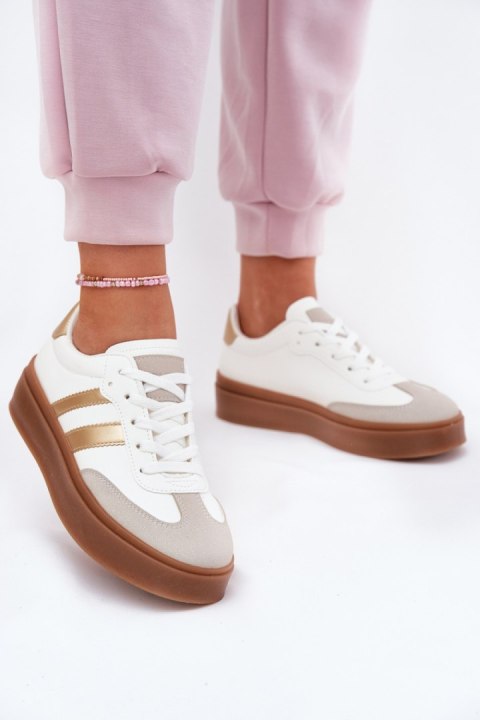 Buty Sportowe Model Elaraven 24SP26-9080 White/Gold - Step in style Buty Sportowe Model Elaraven 24SP26-9080 White/Gold - Step in style