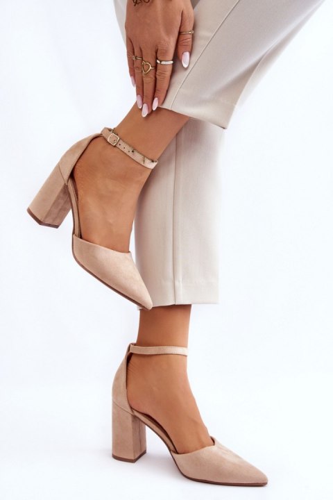 Czółenka Model Lexie QA203P Beige Zamsz - Step in style Czółenka Model Lexie QA203P Beige Zamsz - Step in style