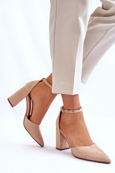 Czółenka Model Lexie QA203P Beige Zamsz - Step in style Czółenka Model Lexie QA203P Beige Zamsz - Step in style