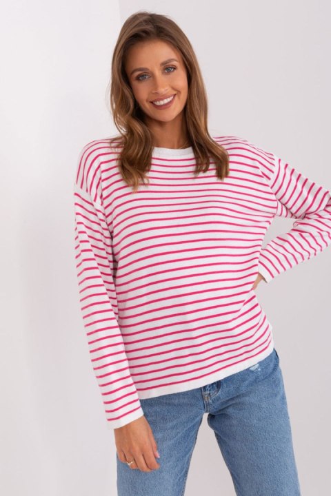 Sweter Damski Model BA-SW-6006-2.30X White/Pink - Badu Sweter Damski Model BA-SW-6006-2.30X White/Pink - Badu