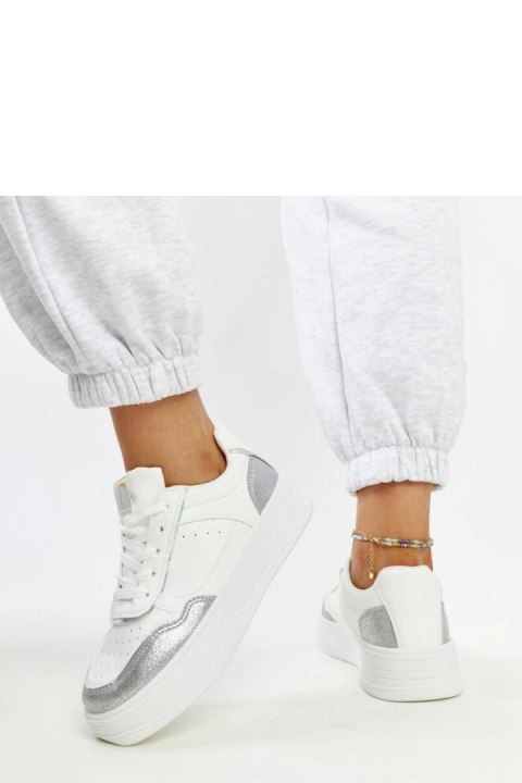 Biało-srebrne sneakersy na grubszej podeszwie Rumai - Solea Biało-srebrne sneakersy na grubszej podeszwie Rumai - Solea