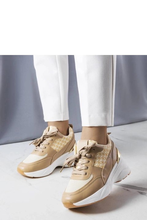 Beżowe sneakersy zdobione monogramem Lora - Solea Beżowe sneakersy zdobione monogramem Lora - Solea