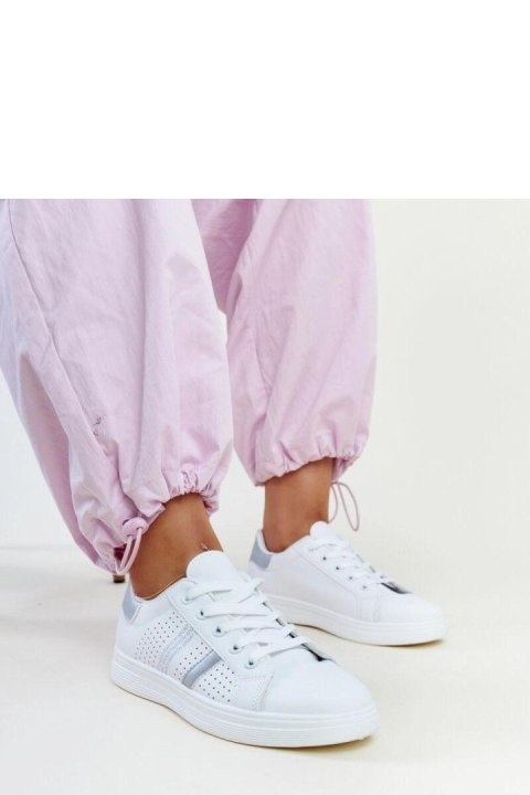 Biało-srebrne sneakersy eko skóra Berdine - Solea Biało-srebrne sneakersy eko skóra Berdine - Solea