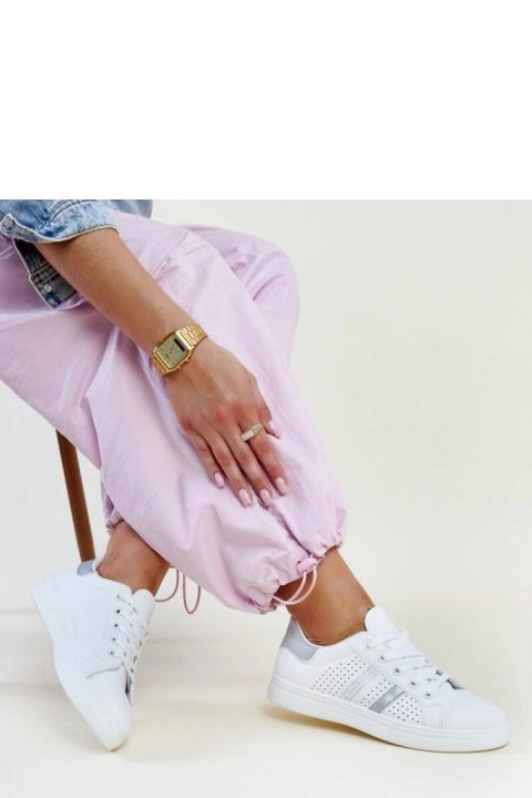 Biało-srebrne sneakersy eko skóra Berdine - Solea Biało-srebrne sneakersy eko skóra Berdine - Solea