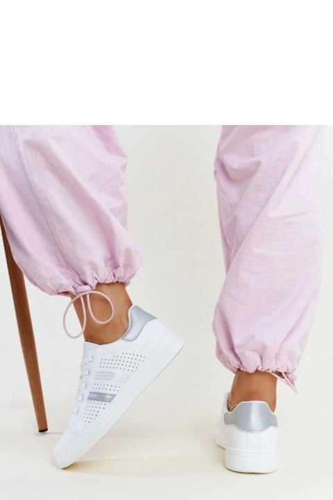 Biało-srebrne sneakersy eko skóra Berdine - Solea Biało-srebrne sneakersy eko skóra Berdine - Solea