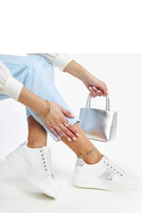 Biało-srebrne sneakersy na grubszej podeszwie Finestra - Solea Biało-srebrne sneakersy na grubszej podeszwie Finestra - Solea