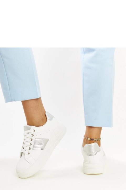 Biało-srebrne sneakersy na grubszej podeszwie Finestra - Solea Biało-srebrne sneakersy na grubszej podeszwie Finestra - Solea