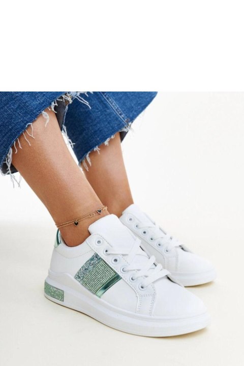 Biało-zielone sneakersy z cyrkoniami Giulia - Solea Biało-zielone sneakersy z cyrkoniami Giulia - Solea