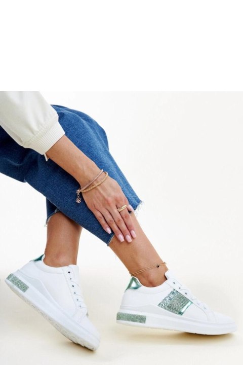 Biało-zielone sneakersy z cyrkoniami Giulia - Solea Biało-zielone sneakersy z cyrkoniami Giulia - Solea