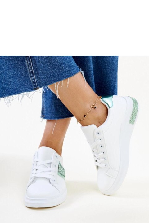 Biało-zielone sneakersy z cyrkoniami Giulia - Solea Biało-zielone sneakersy z cyrkoniami Giulia - Solea
