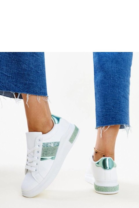 Biało-zielone sneakersy z cyrkoniami Giulia - Solea Biało-zielone sneakersy z cyrkoniami Giulia - Solea