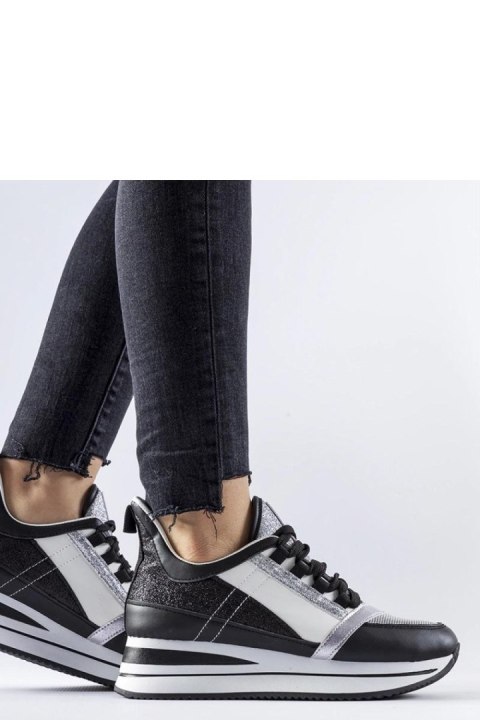 Czarne brokatowe sneakersy na platformie Marce - Solea Czarne brokatowe sneakersy na platformie Marce - Solea