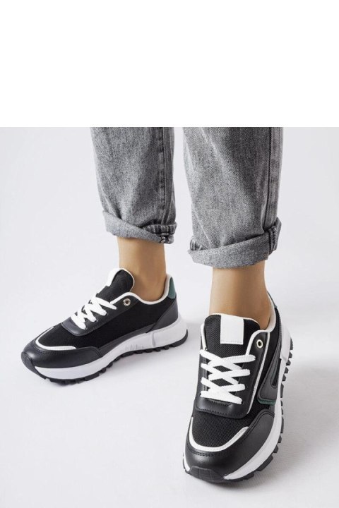Czarne sneakersy z zielonym akcentem Tod - Solea Czarne sneakersy z zielonym akcentem Tod - Solea