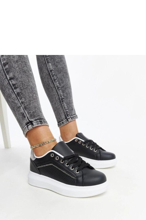 Czarne sneakersy z ozdobnymi cyrkoniami Perica - Solea Czarne sneakersy z ozdobnymi cyrkoniami Perica - Solea