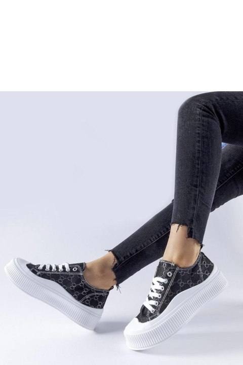 Czarne trampki zdobione monogramem Cavi - Solea Czarne trampki zdobione monogramem Cavi - Solea