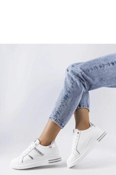Białe sneakersy zdobione cyrkoniami Xarles - Solea Białe sneakersy zdobione cyrkoniami Xarles - Solea