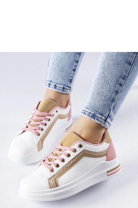 Biało-różowe sneakersy na platformie Mayfield ze złotymi elementami - Solea Biało-różowe sneakersy na platformie Mayfield ze złotymi elementami - Solea
