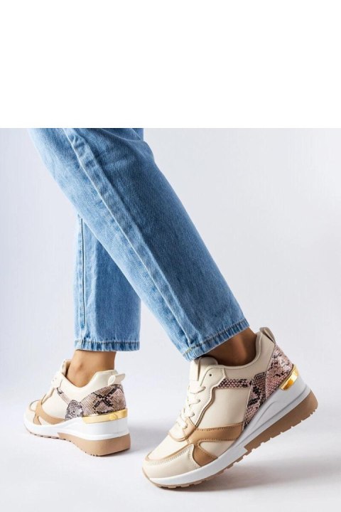 Beżowe sneakersy na koturnie Leopoldo - Solea Beżowe sneakersy na koturnie Leopoldo - Solea