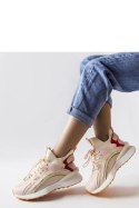 Beżowo-różowe materiałowe sneakersy Begins - Solea