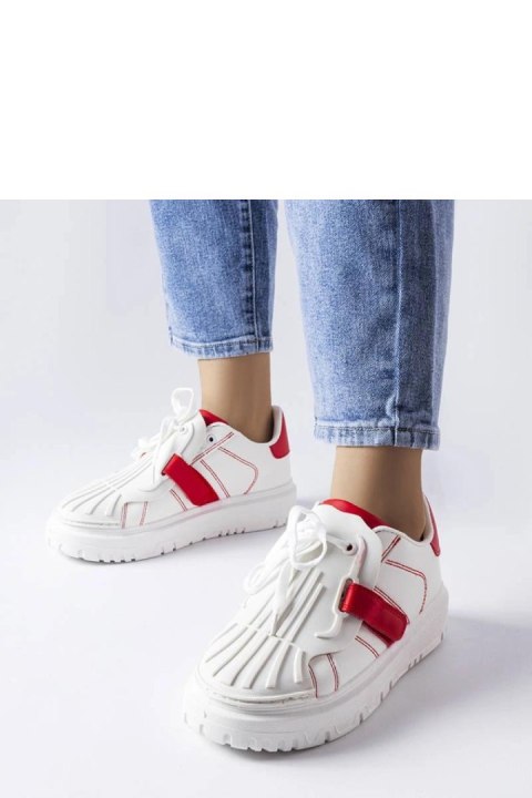 Biało-czerwone sneakersy na platformie Binet - Solea Biało-czerwone sneakersy na platformie Binet - Solea
