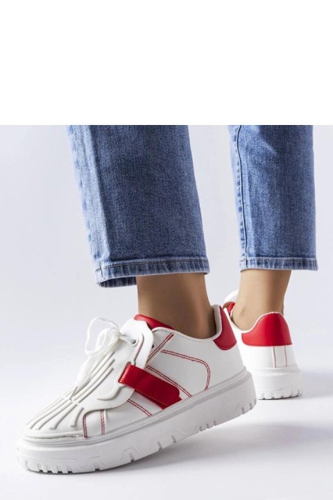 Biało-czerwone sneakersy na platformie Binet - Solea Biało-czerwone sneakersy na platformie Binet - Solea