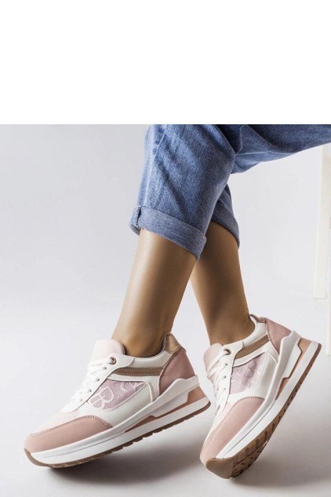 Różowe sneakersy ze wzorystą wstawką Genovesee - Solea Różowe sneakersy ze wzorystą wstawką Genovesee - Solea