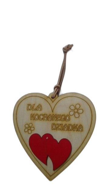 Serce drewniane zawieszka DZIADEK, 13 x 12,5 cm Serce drewniane zawieszka DZIADEK, 13 x 12,5 cm
