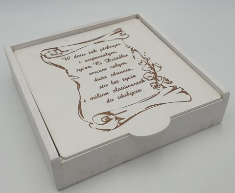 Pudełko białe DZIADEK 21 x 21 x 5,5 cm Pudełko białe DZIADEK 21 x 21 x 5,5 cm