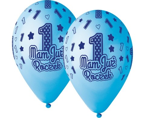Balony Cyfra 1, MAM JUŻ ROCZEK, niebieskie 33 cm 5 szt. GS120/MJRN Balony Cyfra 1, MAM JUŻ ROCZEK, niebieskie 33 cm 5 szt. GS120/MJRN