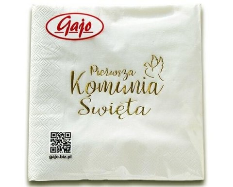 Serwetka 33x33 Komunia Św.- Napis złoty SKN-0001 Serwetka 33x33 Komunia Św.- Napis złoty SKN-0001